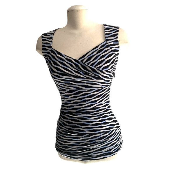 White House Black Market Tops - White House Black Market Sweetheart Neck Sleeveless Blouse Sz XS Womens Blue Bla